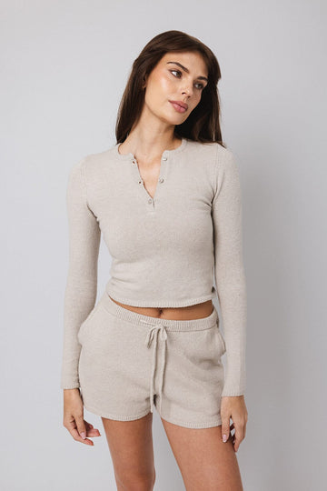 Boucle Henley Top Long Sleeve Top IVL April 