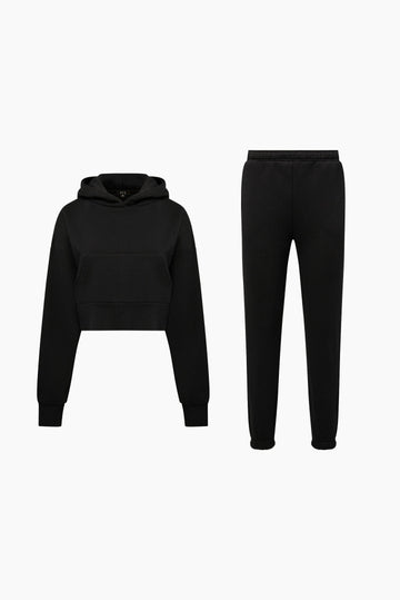 Jet Black Cropped Hoodie + French Terry Jogger IVL Collective XS XS 