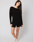 Jet Black Boatneck Sweater + High Rise Sweater Shorts Bundle IVL April XS XS 