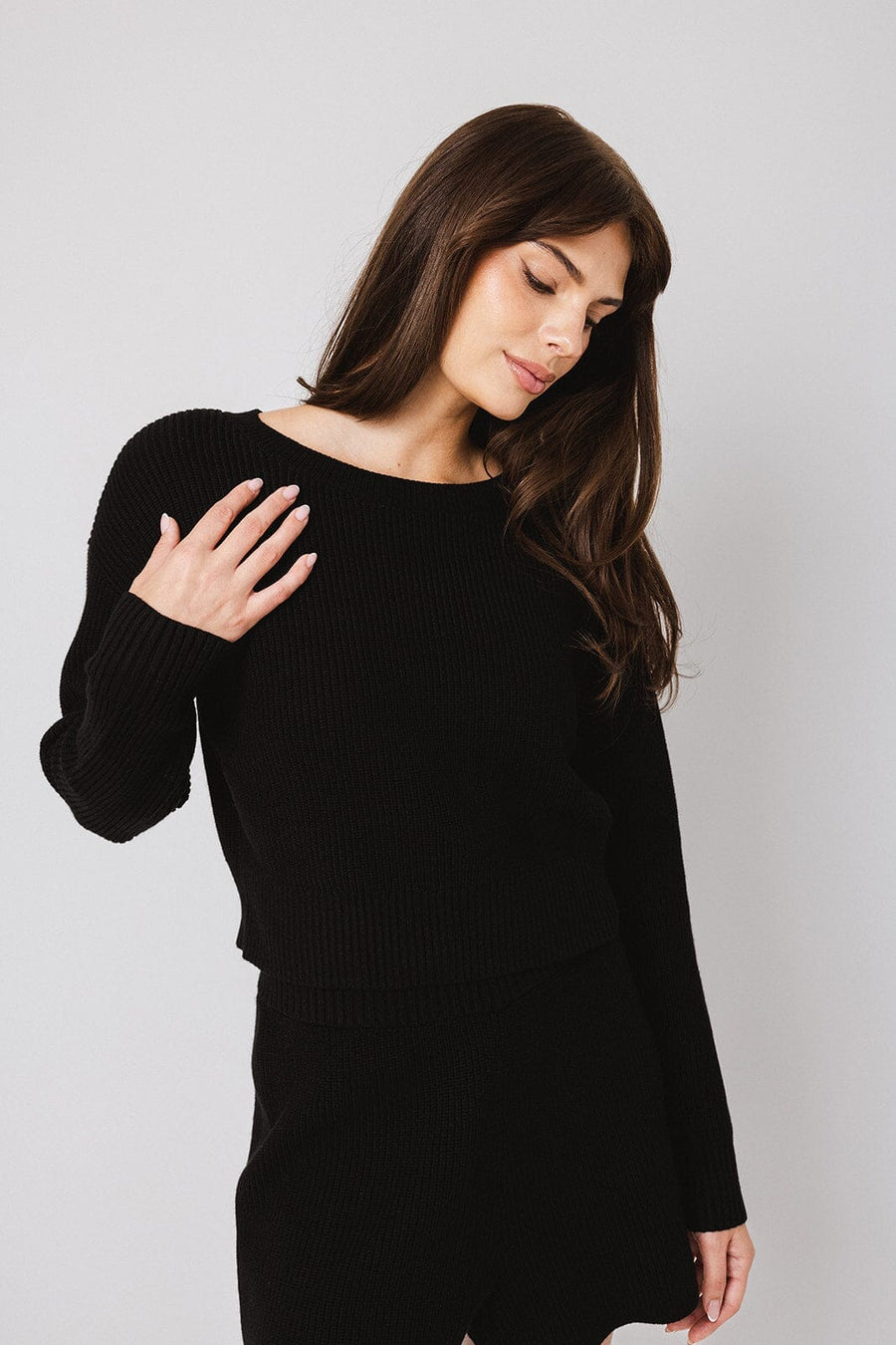 Jet Black Boatneck Sweater + High Rise Sweater Shorts Bundle IVL April 