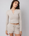 Boucle Henley Top Long Sleeve Top IVL April 