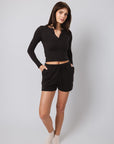 Jet Black Boucle Henley Top + Low-Rise Boucle Short Bundle IVL April XS XS 