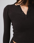 Boucle Henley Top Long Sleeve Top IVL April 