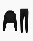 Jet Black Cropped Hoodie + French Terry Jogger IVL Collective XS XS 