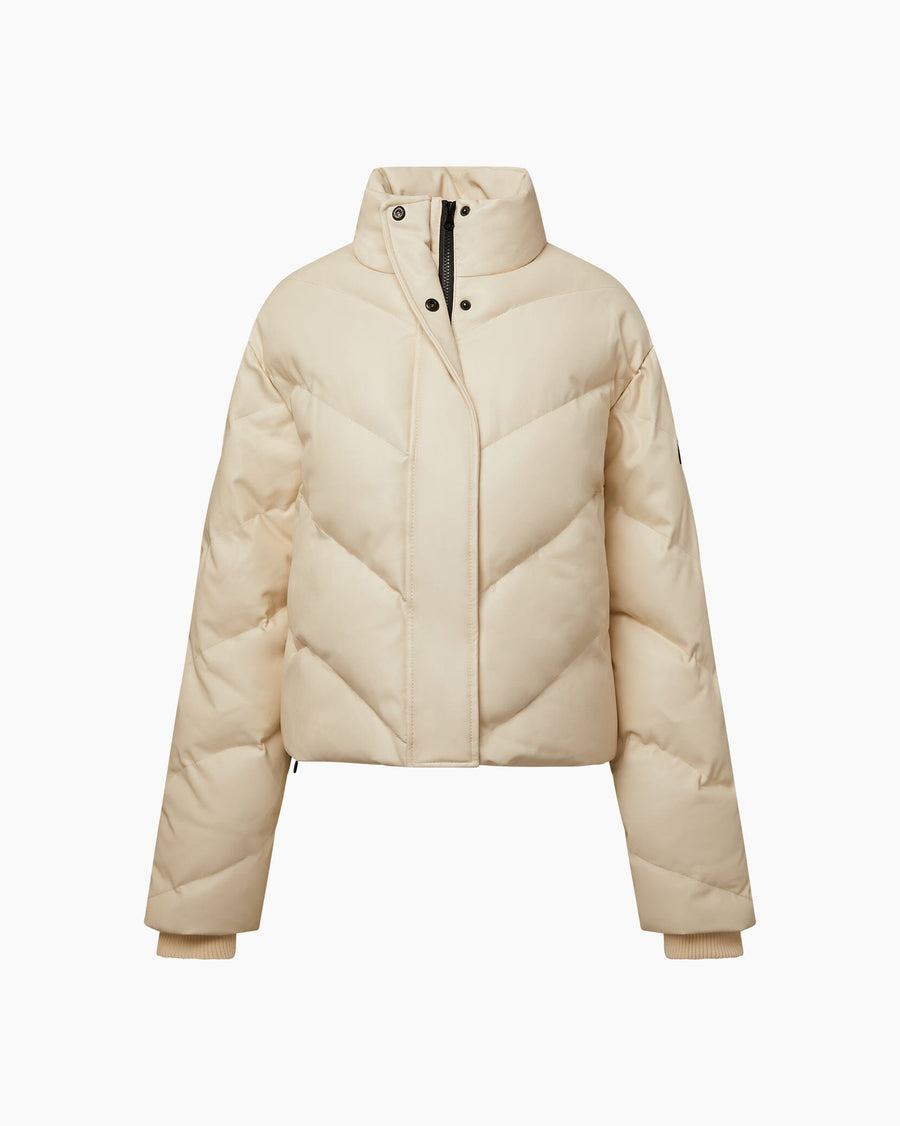 Leather Puffer Jacket Outerwear Fall 23 Cream XS 