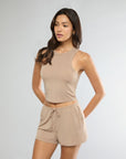 Warm Taupe Muscle Tank + Low-rise Short IVL Collective 