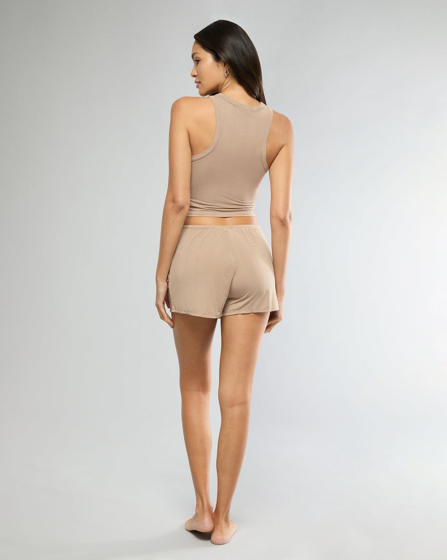 Warm Taupe Muscle Tank + Low-rise Short IVL Collective 