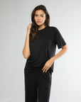 Jet Black Boyfriend Sleep Tee + Boxer Pajama Pant Bundle IVL Collective 