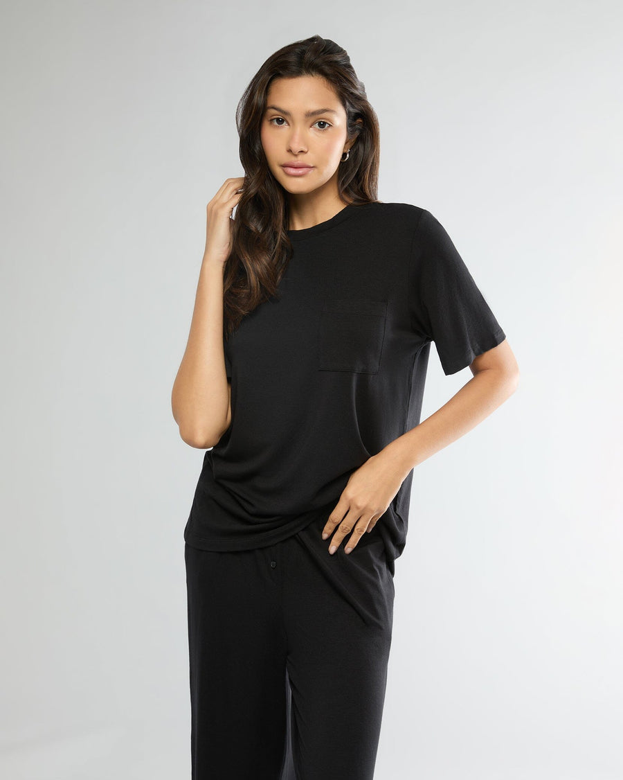 Jet Black Boyfriend Sleep Tee + Boxer Pajama Pant Bundle IVL Collective 