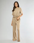 Warm Taupe Boyfriend Sleep Tee + Boxer Pajama Pant IVL Collective XS XS 