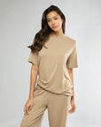 Warm Taupe Boyfriend Sleep Tee + Boxer Pajama Pant IVL Collective 