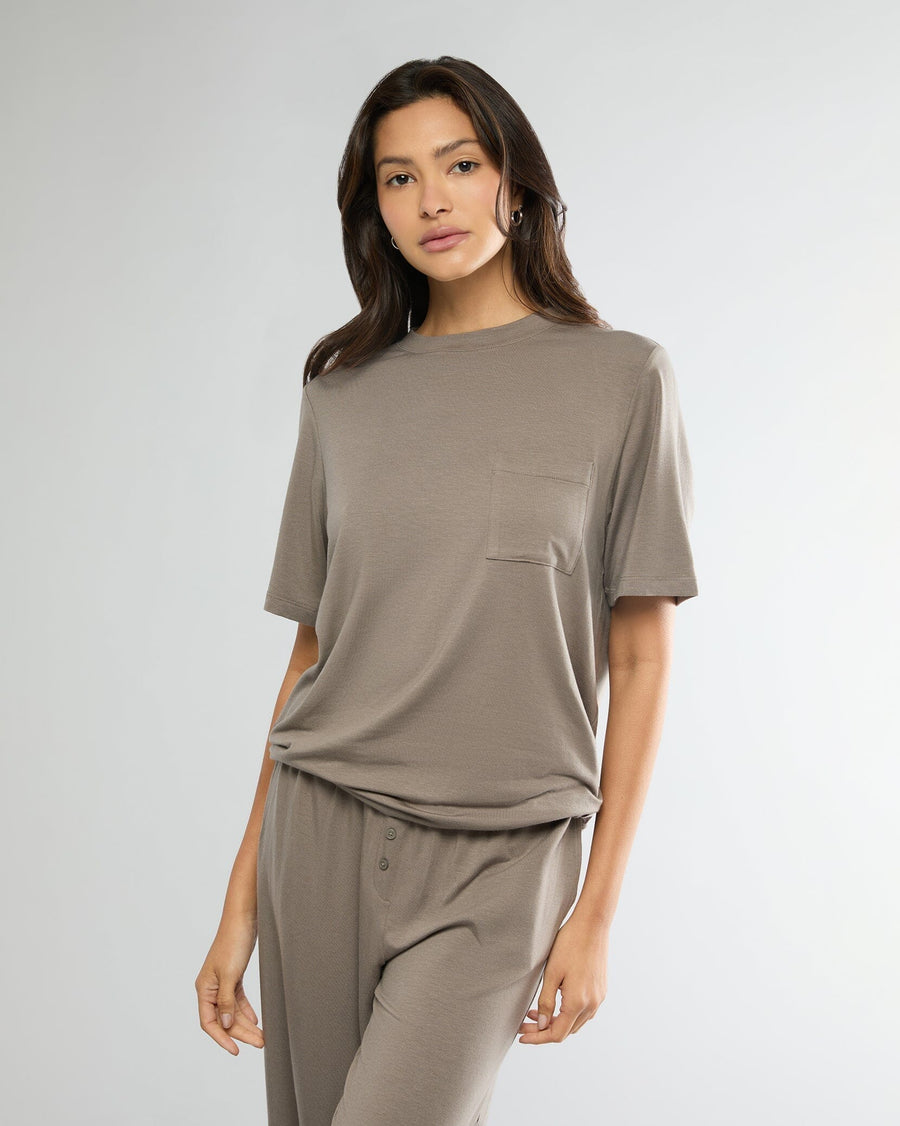 Umber Boyfriend Sleep Tee + Boxer Pajama Pant bun IVL Collective 