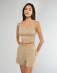 Warm Taupe Scoop Tank + Boxer Pajama Short IVL Collective 