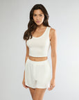 Off White Scoop Tank + Boxer Pajama Short Bundle IVL Collective 