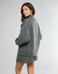 Heather Charcoal Funnel Neck Sweatshirt + Pull-on Short Bundle IVL Collective 