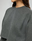 Heather Charcoal Cropped Crewneck Sweatshirt + Pull-on Short Bundle IVL Collective 