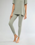 Soft Sage Rib Boyfriend Sleep Tee + Rib Snap Front Legging Bundle IVL Collective 