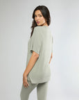 Soft Sage Rib Boyfriend Sleep Tee + Rib Snap Front Legging Bundle IVL Collective 