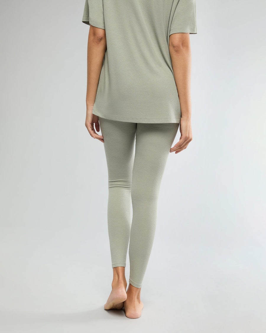 Soft Sage Rib Boyfriend Sleep Tee + Rib Snap Front Legging Bundle IVL Collective 