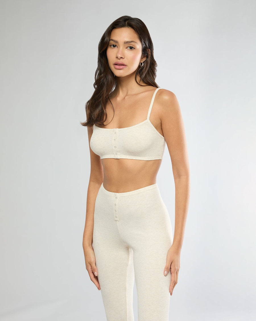 Heather Oat Rib Bra + Rib Snap Front Legging Bundle IVL Collective 