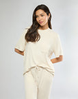 Heather Oat Rib Boyfriend Sleep Tee + Rib Jogger Bundle IVL Collective 