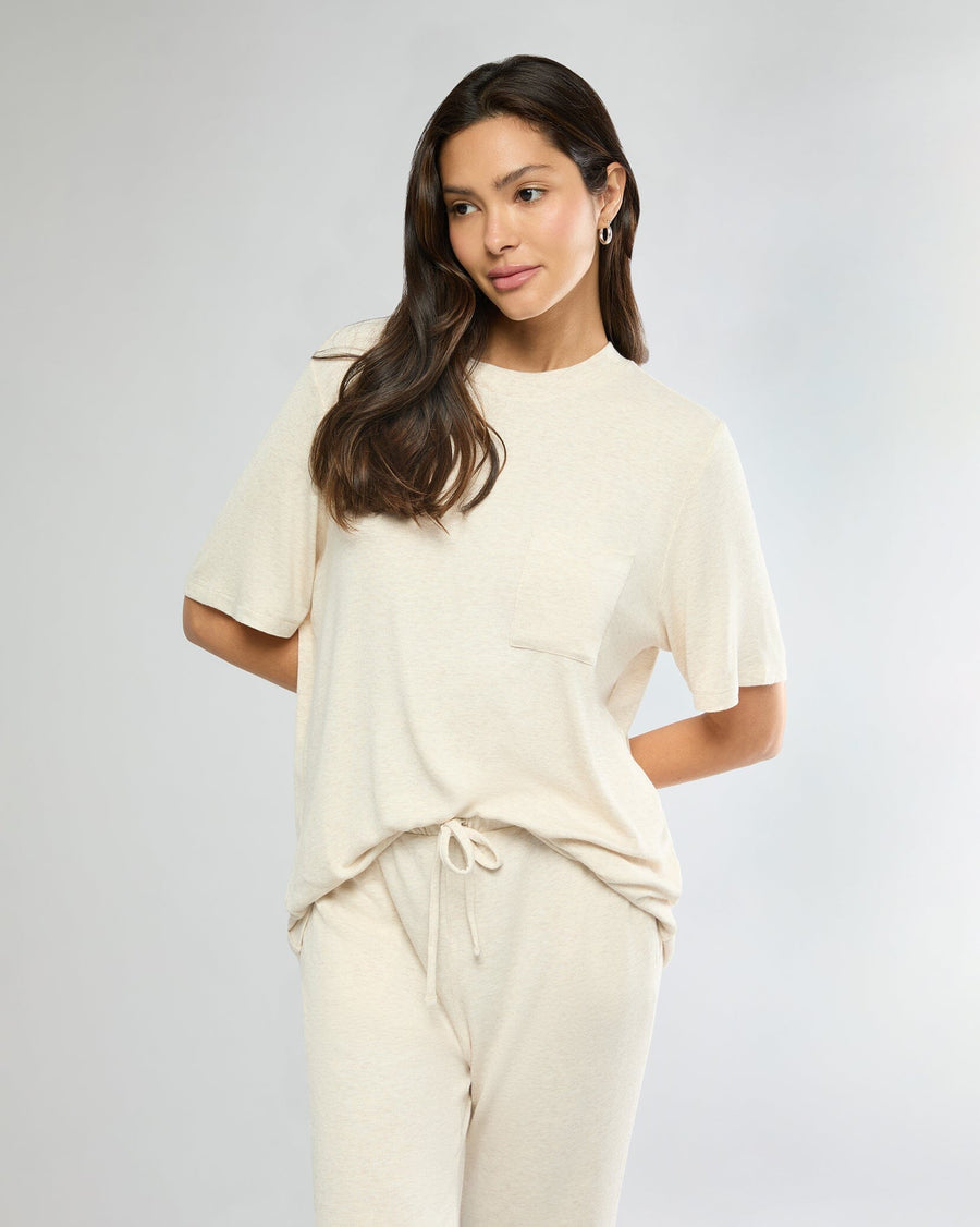 Heather Oat Rib Boyfriend Sleep Tee + Rib Jogger Bundle IVL Collective 