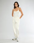 Off White Strappy Cami Butter Knit Top + High Rise Jogger Bundle IVL Collective XS XS 