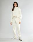 Off White Funnel Neck Sweatshirt + High Rise Jogger IVL Collective XS XS 