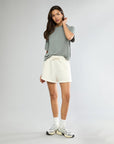 Shadow Green Oversized Tee + Off White Pull-on Short Bundle IVL Collective XS XS 