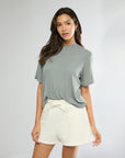 Shadow Green Oversized Tee + Off White Pull-on Short Bundle IVL Collective 