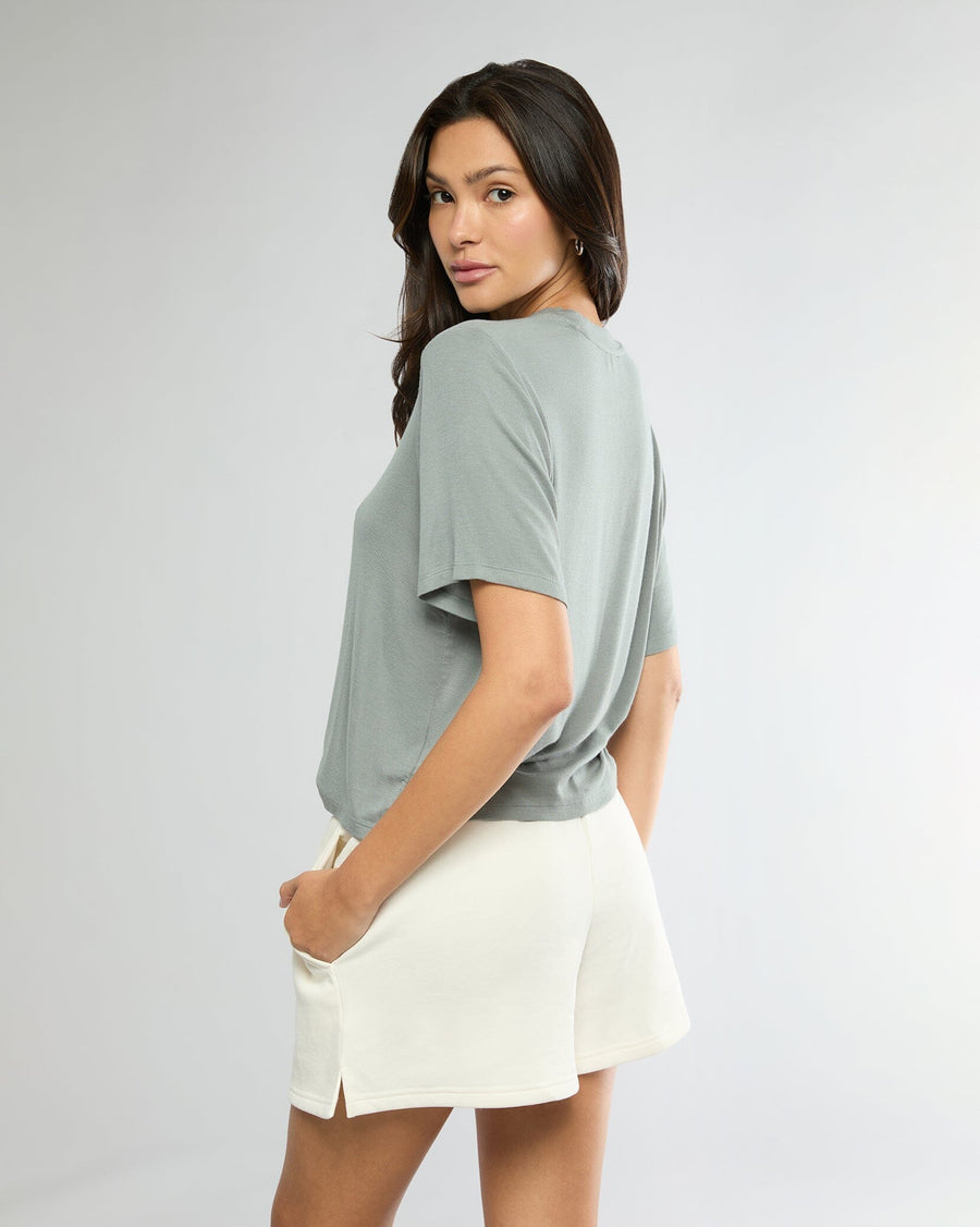 Shadow Green Oversized Tee + Off White Pull-on Short Bundle IVL Collective 