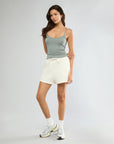 Shadow Green Strappy Cami Butter Knit Top + Off White Pull-on Short Bundle IVL Collective XS XS 