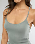 Shadow Green Strappy Cami Butter Knit Top + Off White Pull-on Short Bundle IVL Collective 