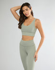 Shadow Green Longline Bra Top + Active Legging Bundle IVL Collective 