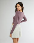 Pepper Long Sleeve Cropped Scoop Neck Top + Heather Grey Pull-on Short Bundle IVL Collective 