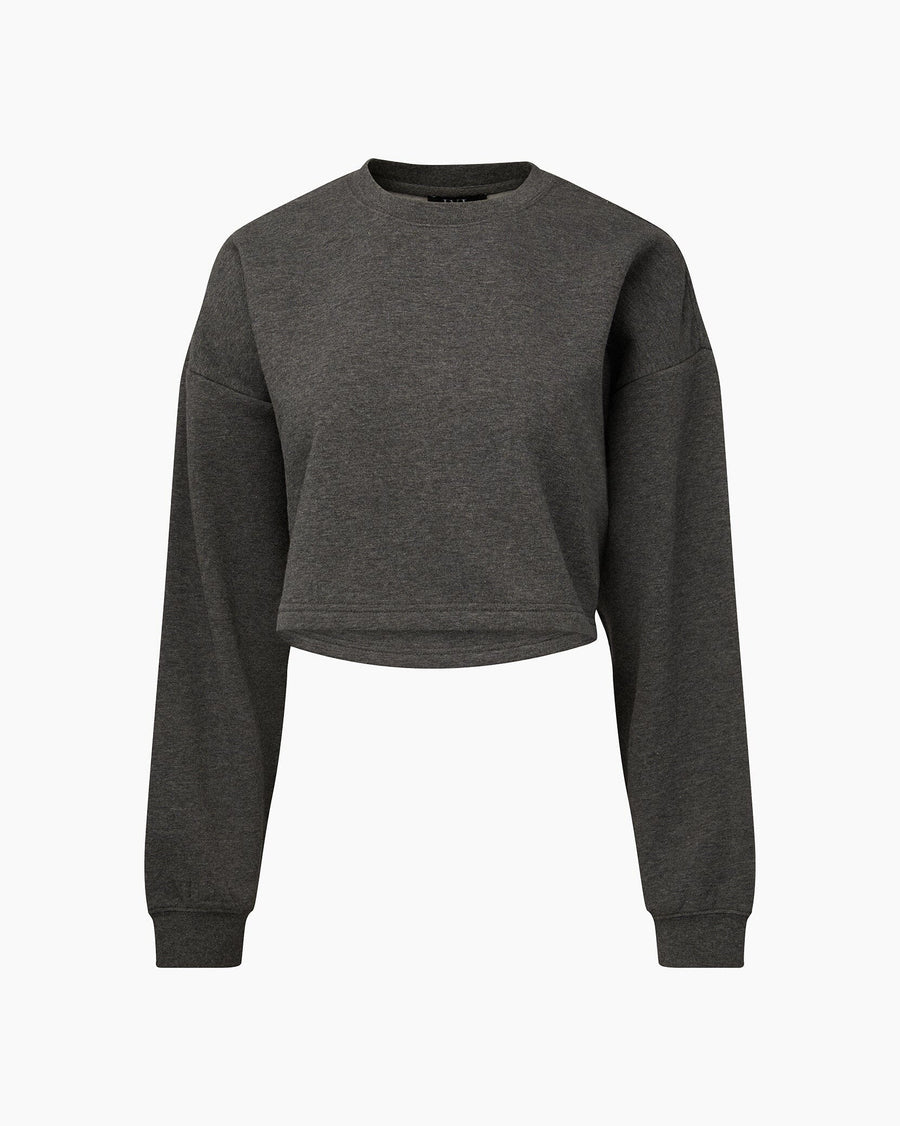 Heather Charcoal Cropped Crewneck Sweatshirt + Pull-on Short Bundle IVL Collective 