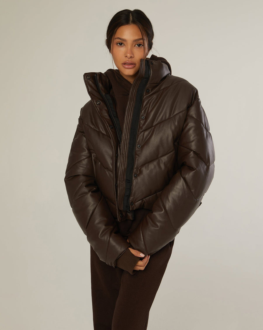 Leather Puffer Jacket Outerwear Fall 23 